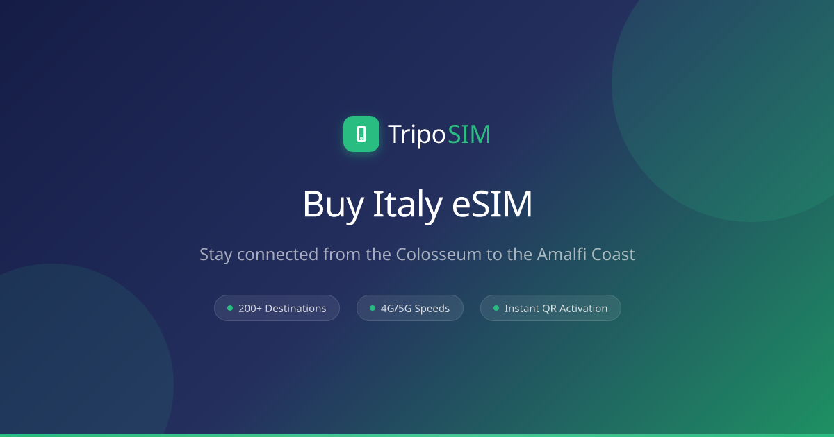 Buy Italy eSIM — Travel Data for Rome, Milan, Florence & Venice | TripoSIM
